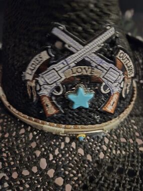 Outlaw Love Turquoise Star Black Straw Western Hat